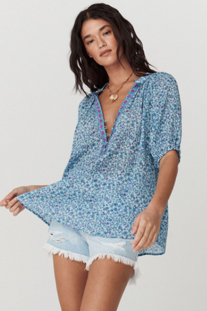 Spell Love Jetty Short Sleeve Blouse - Blue Nirvana