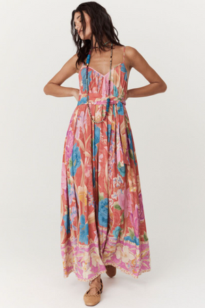 Spell Painters Garden Strappy Maxi Dress - Crimson