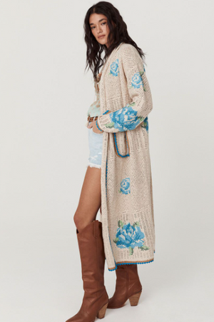 Spell Coastal Granny Maxi Cardigan -Cornflower