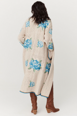 Spell Coastal Granny Maxi Cardigan -Cornflower