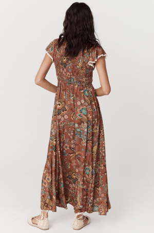 Spell Mojave Lily Shirred Maxi Dress - Amber