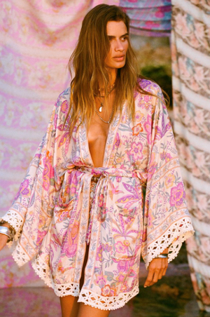 Spell Mojave Lily Short Robe - Opal