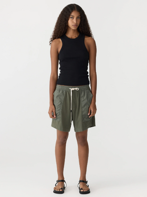 Bassike Contrast Pocket Detail Short - Khaki Green