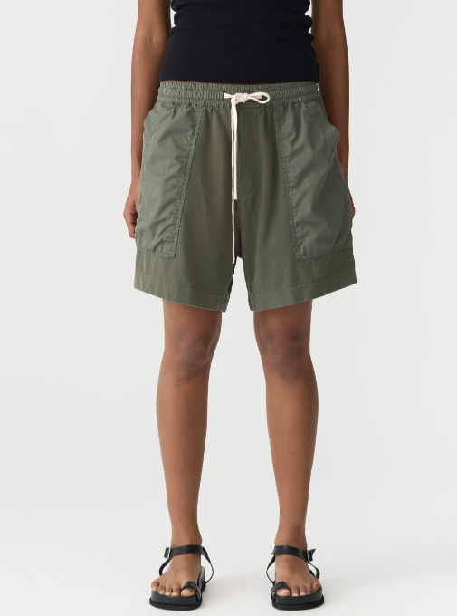 Bassike Contrast Pocket Detail Short - Khaki Green