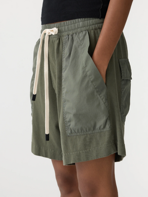 Bassike Contrast Pocket Detail Short - Khaki Green