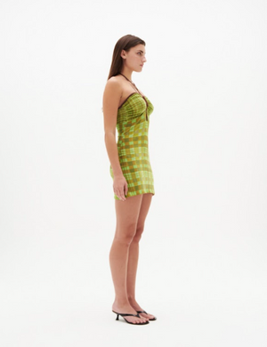 Nagnata Isola Check Halter Dress - Matcha