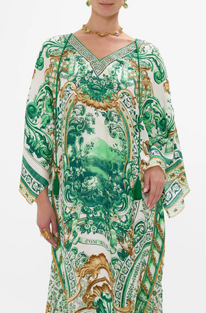 Camilla V neck kaftan with ties - Corridor of calm