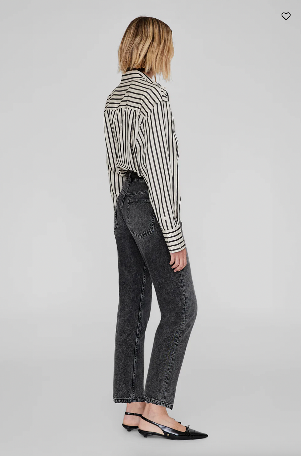 Anine Bing Plaza Shirt in black and tan stripe