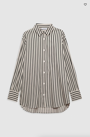 Anine Bing Plaza Shirt in black and tan stripe