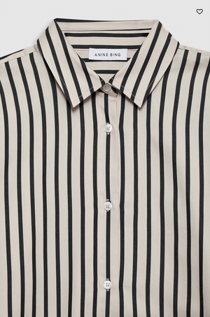 Anine Bing Plaza Shirt in black and tan stripe