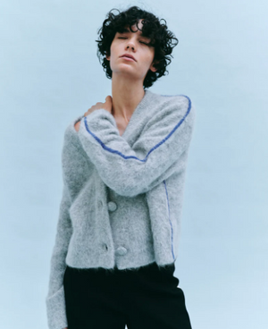 Nagnata Brushed Alpaca Cardigan - Grey Marle