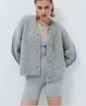 Nagnata Brushed Alpaca Cardigan - Grey Marle
