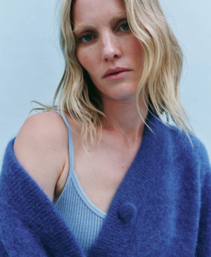 Nagnata Brushed Alpaca Cardigan - Lapis