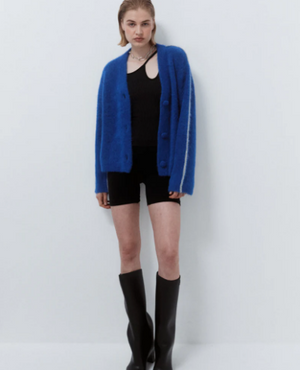 Nagnata Brushed Alpaca Cardigan - Lapis