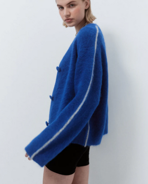 Nagnata Brushed Alpaca Cardigan - Lapis