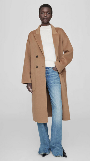 Anine Bing Dylan Coat - Camel Cashmere Blend