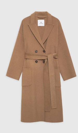 Anine Bing Dylan Coat - Camel Cashmere Blend