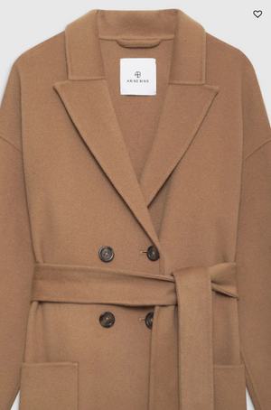 Anine Bing Dylan Coat - Camel Cashmere Blend