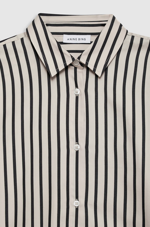 Anine Bing Plaza Shirt - Black and Tan Stripe