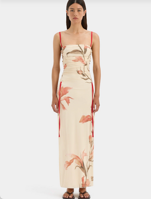 SIR. Hana Ruched Midi Dress - Gladioli Print -