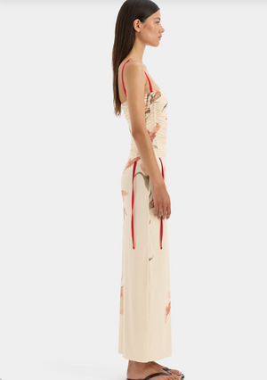 SIR. Hana Ruched Midi Dress - Gladioli Print -