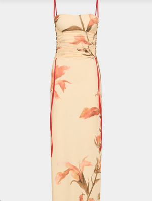 SIR. Hana Ruched Midi Dress - Gladioli Print -