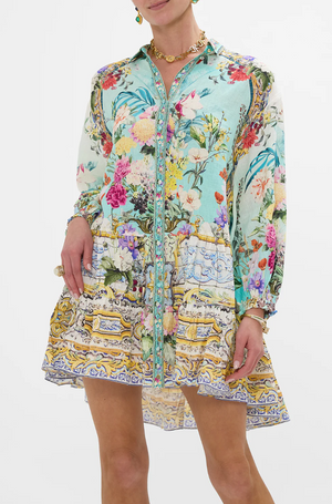 Camilla Long Sleeve Tiered Short Dress - Gardens Of Queluz