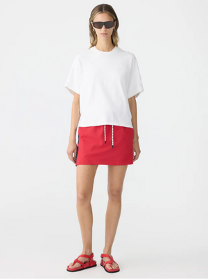 Bassike Stretch Twill Mini Skirt - Red/Ink