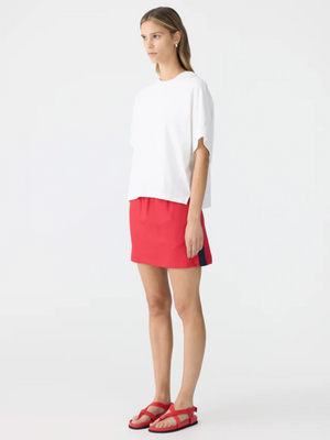 Bassike Stretch Twill Mini Skirt - Red/Ink