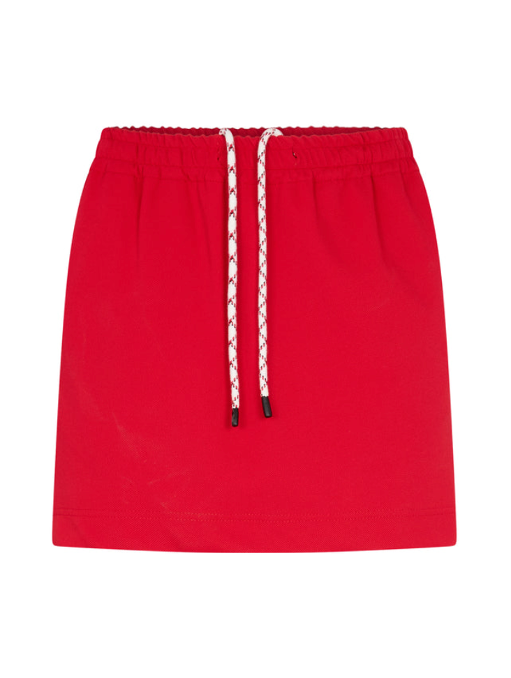 Bassike Stretch Twill Mini Skirt - Red/Ink