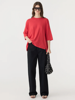 Bassike Slouch Side Step T.Shirt - Hibiscus