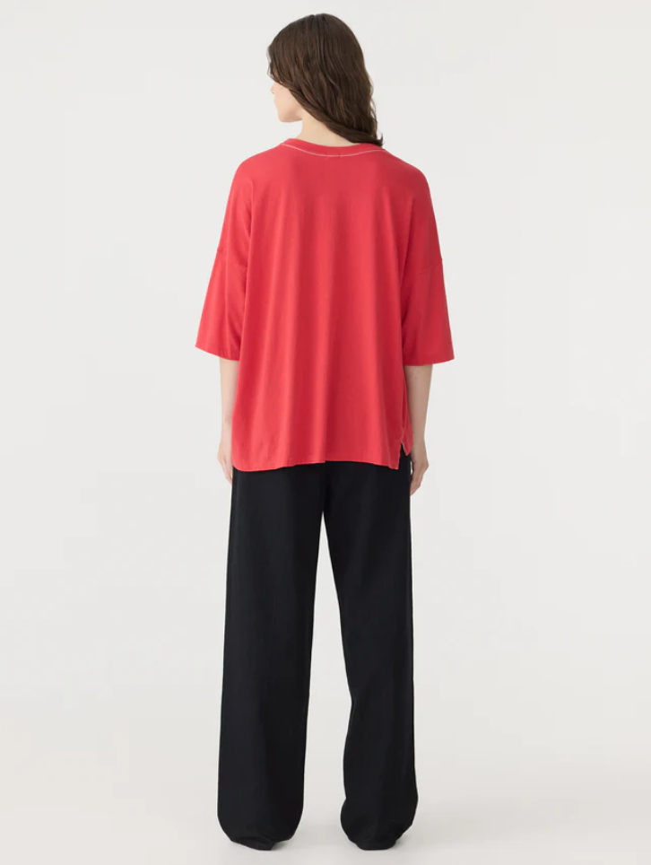 Bassike Slouch Side Step T.Shirt - Hibiscus