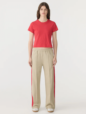 Bassike Twill Stripe Detail Pant - Light Tan/Red