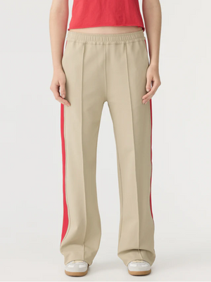 Bassike Twill Stripe Detail Pant - Light Tan/Red