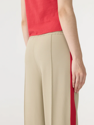 Bassike Twill Stripe Detail Pant - Light Tan/Red