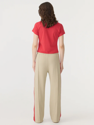 Bassike Twill Stripe Detail Pant - Light Tan/Red