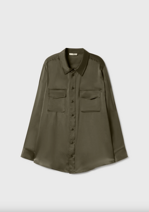 Silk Laundry Boyfriend Shirt - Pine