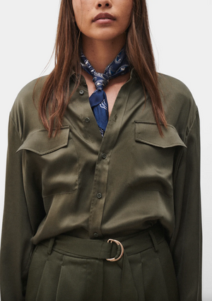 Silk Laundry Boyfriend Shirt - Pine