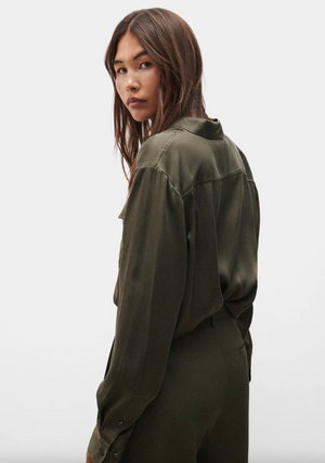 Silk Laundry Boyfriend Shirt - Pine