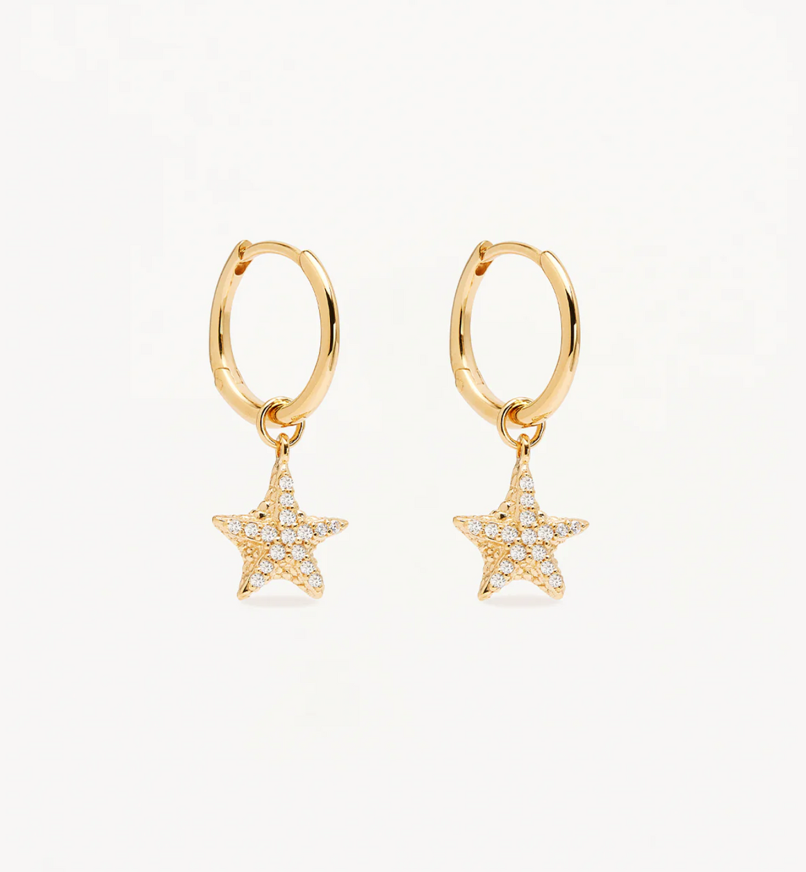 By Charlotte By The Sea Crystal Starfish Hoops - Gold