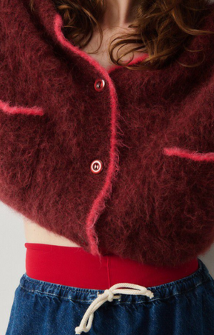 American Vintage BYM19A Cardigan - Burgandy Black Melange