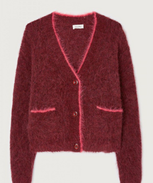 American Vintage BYM19A Cardigan - Burgandy Black Melange