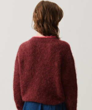 American Vintage BYM19A Cardigan - Burgandy Black Melange