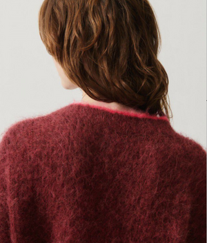 American Vintage BYM19A Cardigan - Burgandy Black Melange
