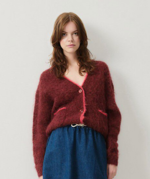 American Vintage BYM19A Cardigan - Burgandy Black Melange
