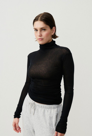 American Vintage Massachusetts L/S Turtle Neck Tee - Black
