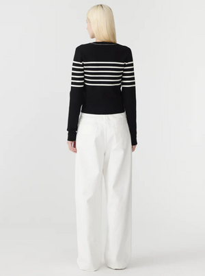 Bassike Fine Rib Stripe Knit - Black/White Stripe