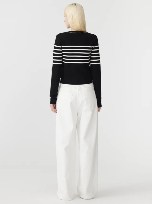 Bassike Fine Rib Stripe Knit - Black/White Stripe