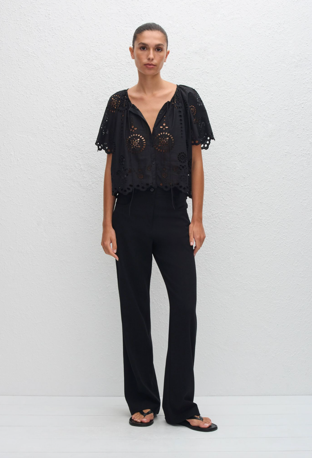 Matteau Broderie Blouse - Black
