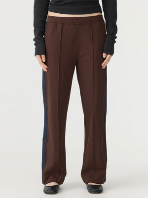 Bassike Twill Stripe Detail Pant - Carob/Ink